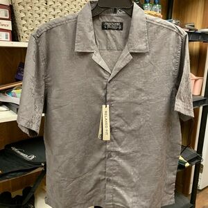Free Planet Textured Gray Button Down Shirt size L